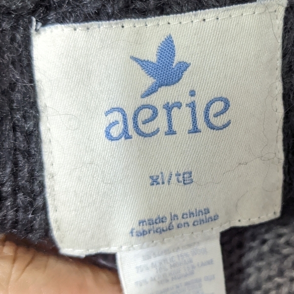 Aerie Mohair Blend Crewneck Cropped Sweater Sz XL - Picture 10 of 11